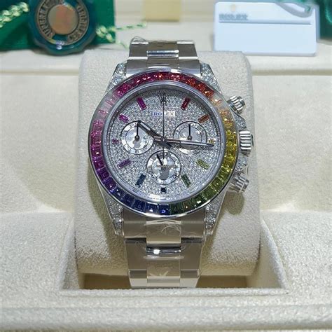 rolex daytona rainbow pave dial|Rolex daytona diamonds.